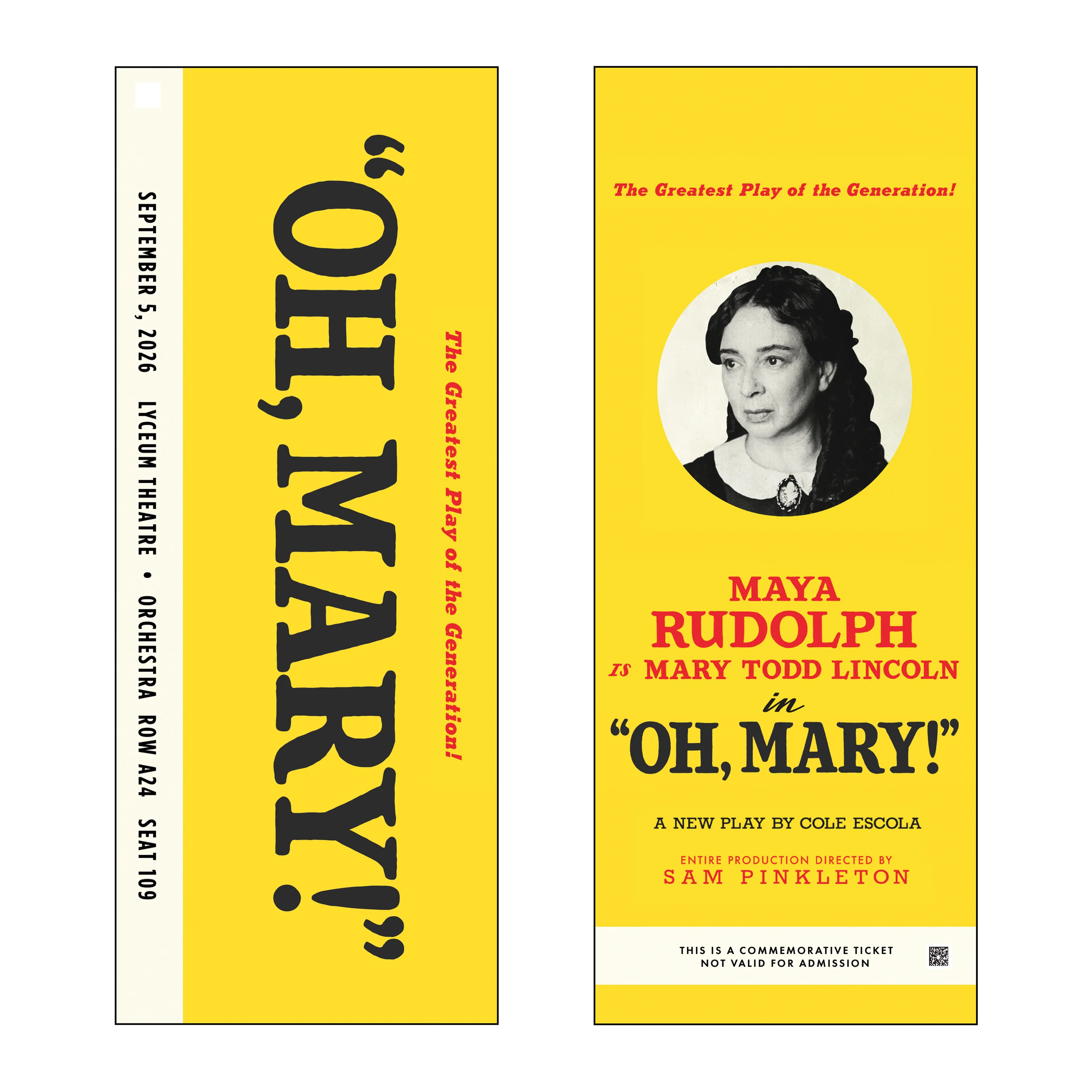 OH, MARY! Custom Broadway Souvenir Ticket